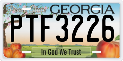 GA license plate PTF3226