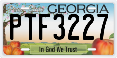 GA license plate PTF3227