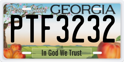 GA license plate PTF3232