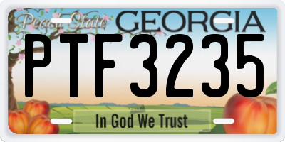 GA license plate PTF3235