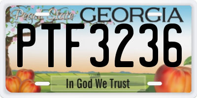 GA license plate PTF3236