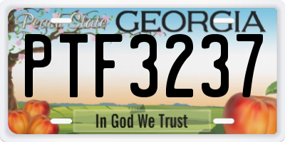 GA license plate PTF3237
