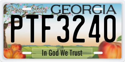 GA license plate PTF3240