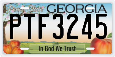 GA license plate PTF3245