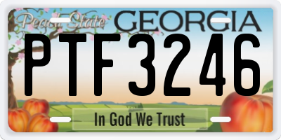 GA license plate PTF3246