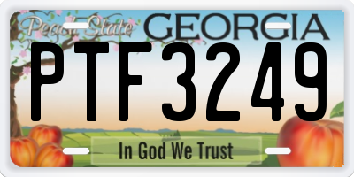 GA license plate PTF3249