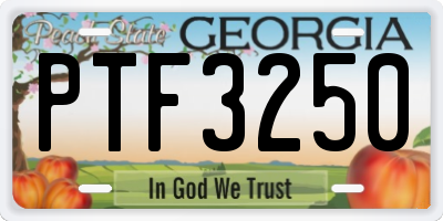 GA license plate PTF3250