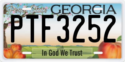 GA license plate PTF3252