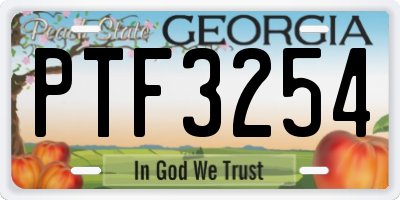 GA license plate PTF3254