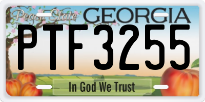 GA license plate PTF3255