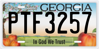 GA license plate PTF3257