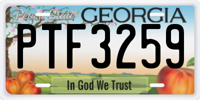 GA license plate PTF3259