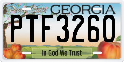 GA license plate PTF3260