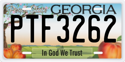 GA license plate PTF3262