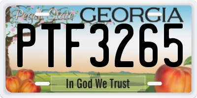 GA license plate PTF3265