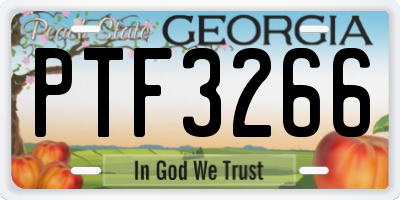 GA license plate PTF3266