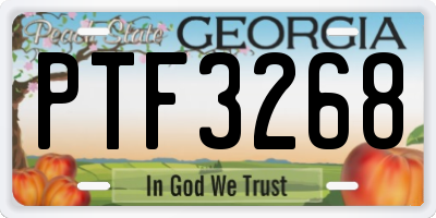 GA license plate PTF3268