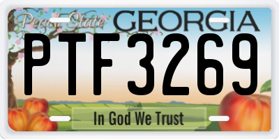GA license plate PTF3269