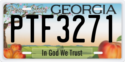 GA license plate PTF3271
