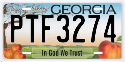 GA license plate PTF3274