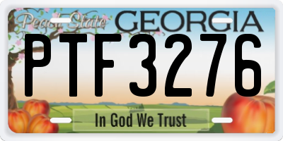 GA license plate PTF3276