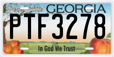 GA license plate PTF3278