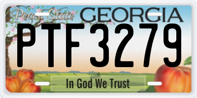 GA license plate PTF3279