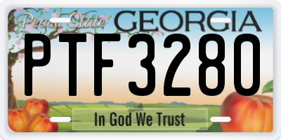 GA license plate PTF3280