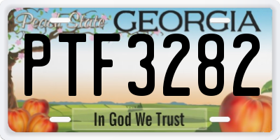 GA license plate PTF3282