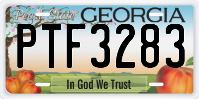 GA license plate PTF3283