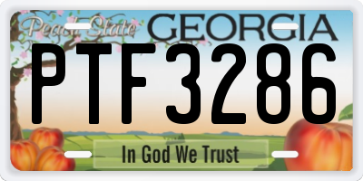 GA license plate PTF3286