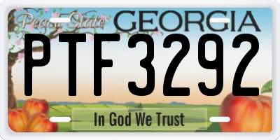 GA license plate PTF3292