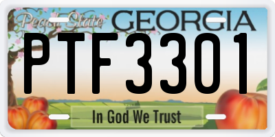 GA license plate PTF3301