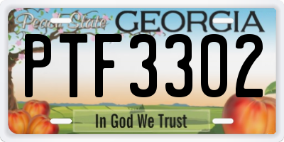 GA license plate PTF3302