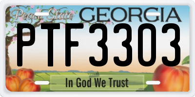GA license plate PTF3303
