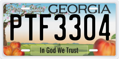 GA license plate PTF3304