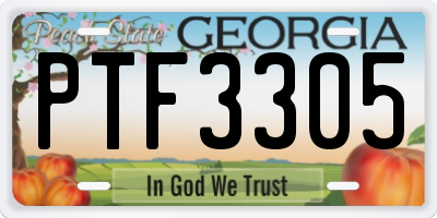 GA license plate PTF3305