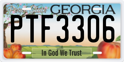 GA license plate PTF3306