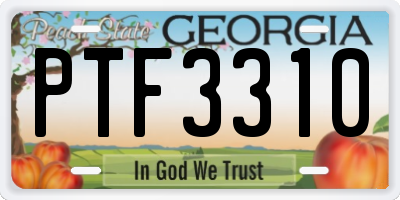 GA license plate PTF3310