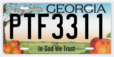 GA license plate PTF3311