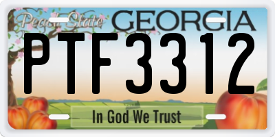 GA license plate PTF3312