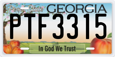 GA license plate PTF3315