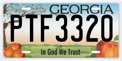 GA license plate PTF3320