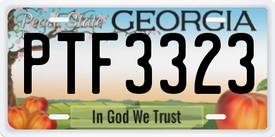 GA license plate PTF3323