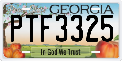 GA license plate PTF3325