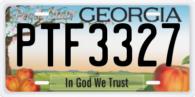 GA license plate PTF3327