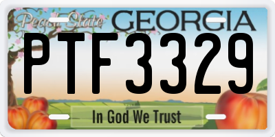 GA license plate PTF3329