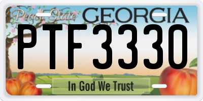 GA license plate PTF3330