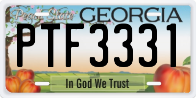 GA license plate PTF3331