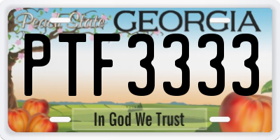 GA license plate PTF3333